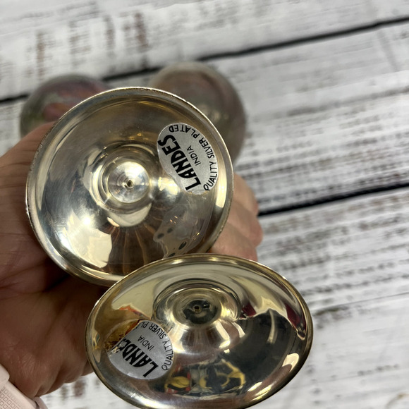 Set of 2 Landes Quality Silver Plated Goblets Vintage Wedding Dinner Christmas - Picture 8 of 8